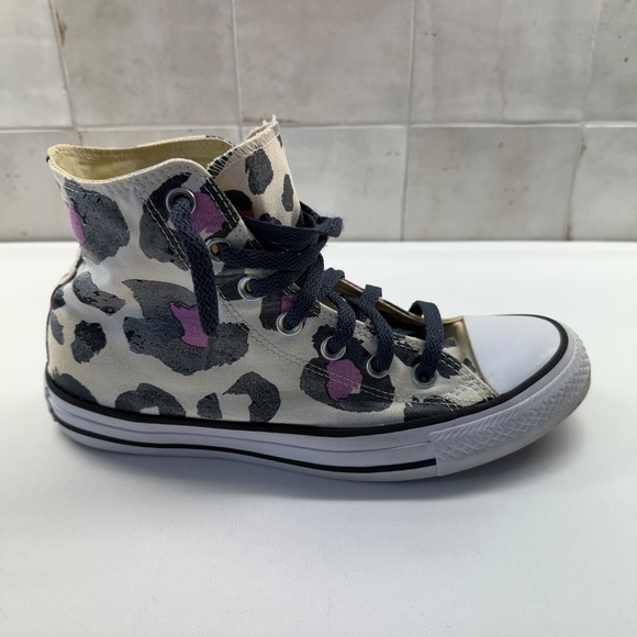 Converse All Star Chuck Taylor High Top Cheetah Pink Black Beige Womens Sz 8 - Picture 6 of 16